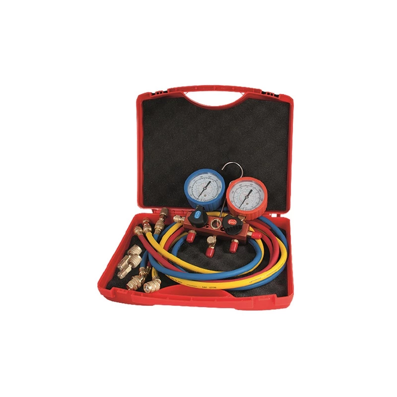 Rothenberger ECO szervizcsaptelep 80mm.manom, R22/R134A/R404A/R410A, 1,5m tömlő klt, koffer