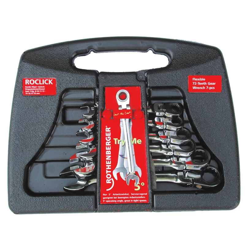 Rothenberger ROCLICK kulcskészlet, villás-/illeszték-racsnikulcs, 7 részes