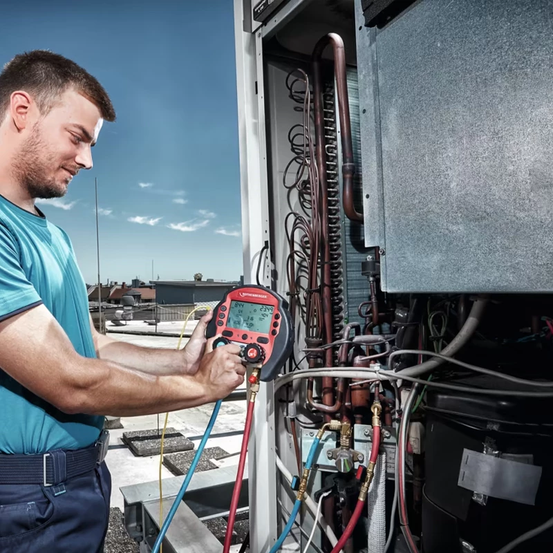 Rothenberger ROCOOL 600/2 digitális szervizcsaptelep 2 hőmérővel, kofferben
