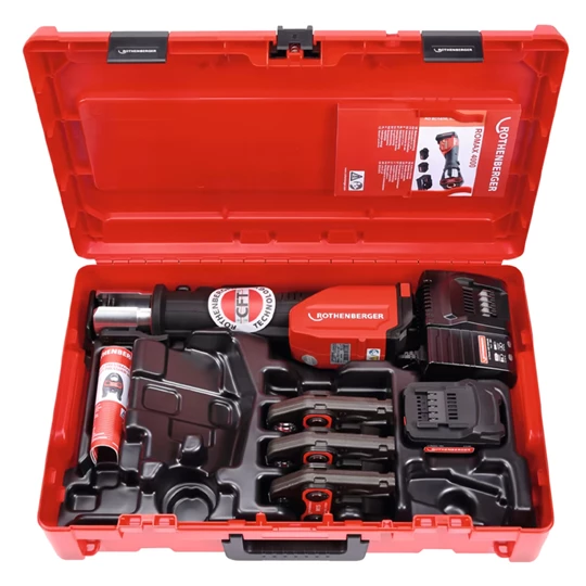 Rothenberger ROMAX 4000 présgép szett M15-22-28 préspofa készlettel és 1db 4.0Ah-s akkumulátorral és töltővel