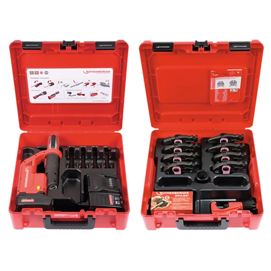 Rothenberger ROMAX Compact TT akkumulátoros présgép, Maxipro 1/4"-1.1/8" préspofákkal