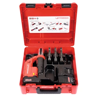 Rothenberger ROMAX Compact TT akkumulátoros présgép U 16-20-25 préspofákkal, 1x2 Ah akku + töltől kofferben