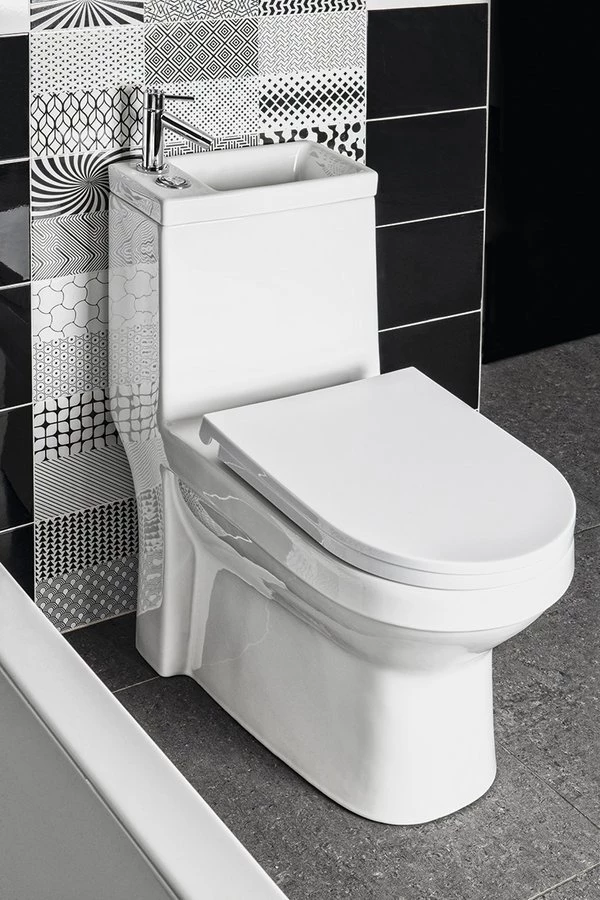 Sapho Aqualine Hygie monoblokkos wc, alsó/hátsó kifolyású, wc-ülőke nélkül, mosdóval