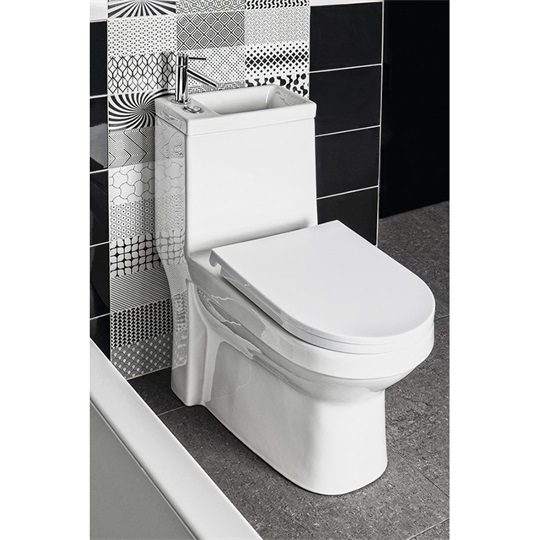 Sapho Aqualine Hygie monoblokkos WC, hátsó kifolyású, wc-ülőkével, mosdóval