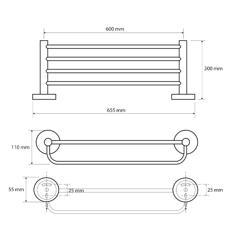 Sapho Bemeta Omega törölközőtartó polc, 655x110x200mm, króm