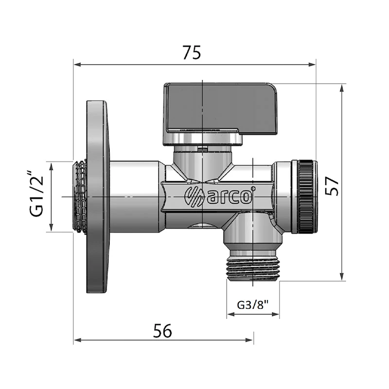 Sarokszelep szűrős 1/2"-3/8" Arco