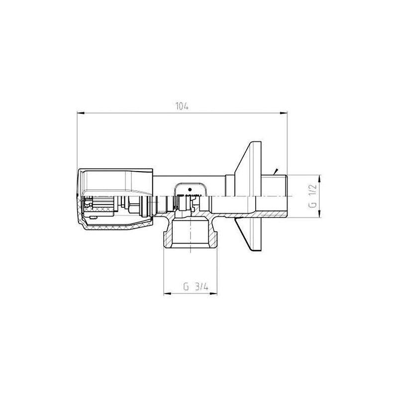 Schell Comfort mosógéptöltő 1/2"-3/4" sarokszelep visszafolyásgátlóval 