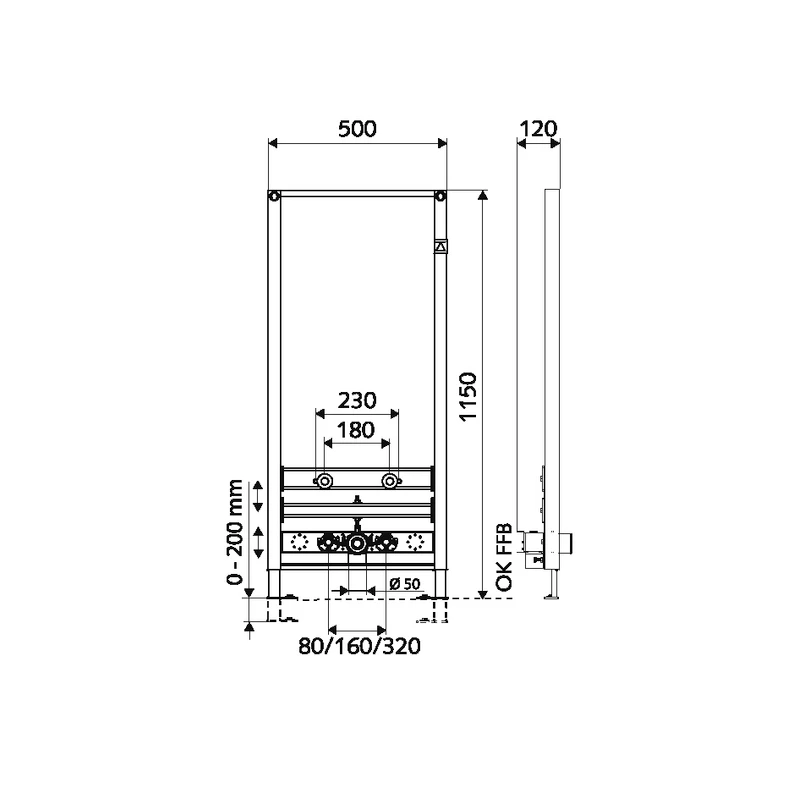 Schell bidé szerelőelem Montus 1150 mm