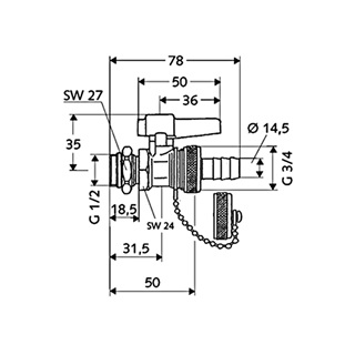 Schell kazántöltő-ürítő 1/2" króm