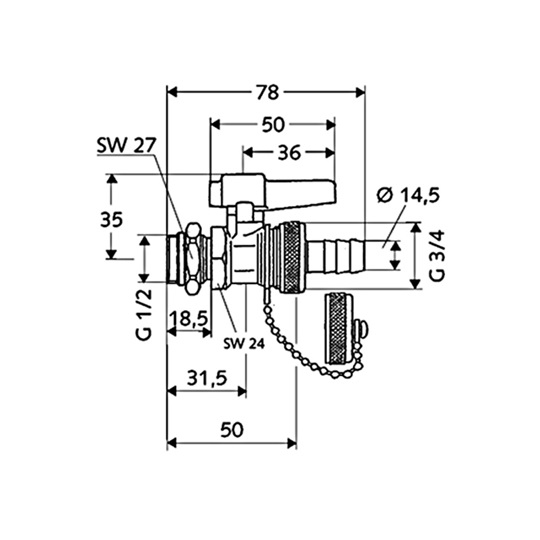 Schell kazántöltő-ürítő 1/2" króm