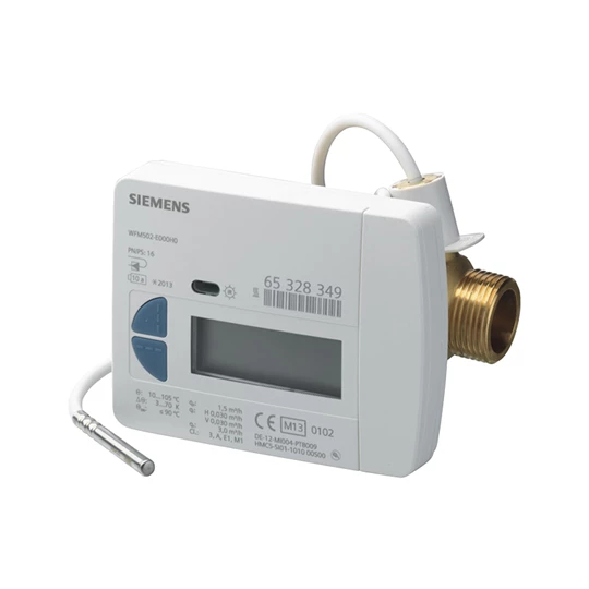 Siemens hőmennyiségmérő 1.5m3/h WFM502 csak fűtésre, 110mm beépítési hossz, G3/4", 1.5 m érzékelő kábel hossz