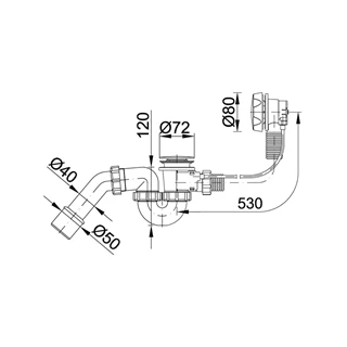 Styron automata kádszifon krómozott 53cm hosszú bowdennel