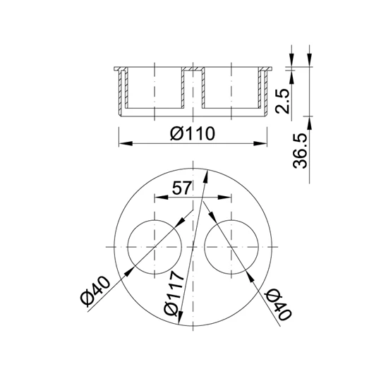 Styron dugó 110mm-es 2x40-es redukció