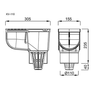 Styron kültéri víznyelő, eresz bekötéssel 110 mm