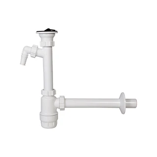 Styron mosdószifon leeresztőszeleppel mosógép csatlakozóval, 32mm-es elfolyással