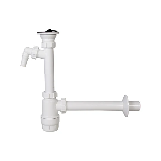 Styron mosdószifon leeresztőszeleppel mosógép csatlakozóval, 32mm-es elfolyással