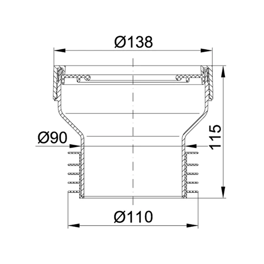 Styron wc bekötő egyenes