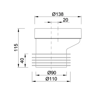 Styron wc lefolyó csatlakozó,20 mm-es