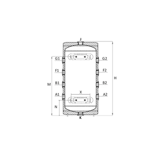 Sunsystem PSM 100 hűtési és fűtési puffer tartály szigeteléssel hőszivattyúhoz (100 liter)