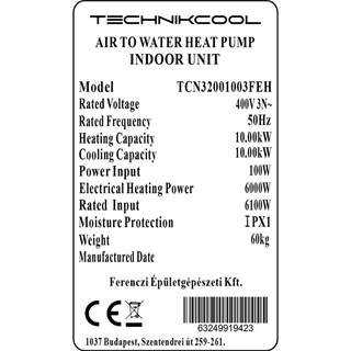 Technik Cool PRO split levegő-víz hőszivattyú, 10 kW, 3 fázisú, 400 V