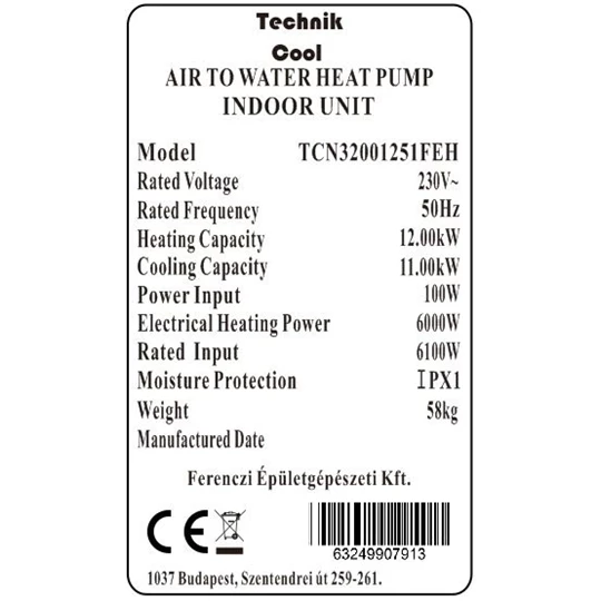 Technik Cool PRO split levegő-víz hőszivattyú, 12 kW, 1 fázisú, 230 V