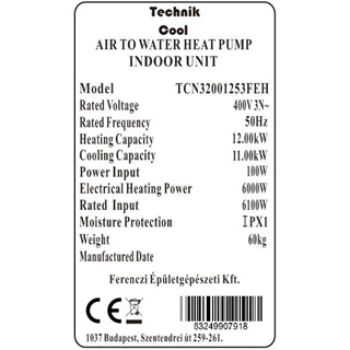 Technik Cool PRO split levegő-víz hőszivattyú, 12 kW, 3 fázisú, 400 V