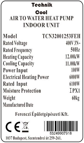 Technik Cool PRO split levegő-víz hőszivattyú, 12 kW, 3 fázisú, 400 V