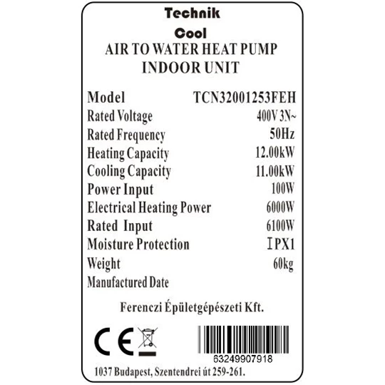 Technik Cool PRO split levegő-víz hőszivattyú, 12 kW, 3 fázisú, 400 V