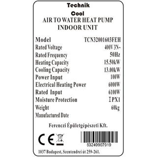Technik Cool PRO split levegő-víz hőszivattyú, 16 kW, 3 fázisú, 400 V