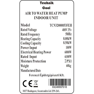 Technik Cool PRO split levegő-víz hőszivattyú,  8 kW, 3 fázisú, 400 V