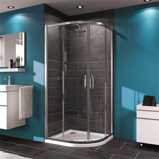 Technik Sanitary X1(Hüppe) negyedköríves, tolóajtós zuhanykabin (R550), fényes ezüst szerelvények, 755-780x1900mm