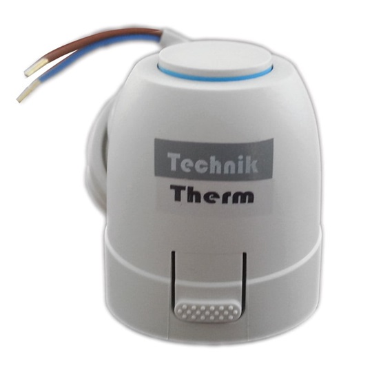 Technik Therm elektromos állítómű, 230V, alaphelyzetben zárt, on-off, kábellel, rögzítő gyűrűvel