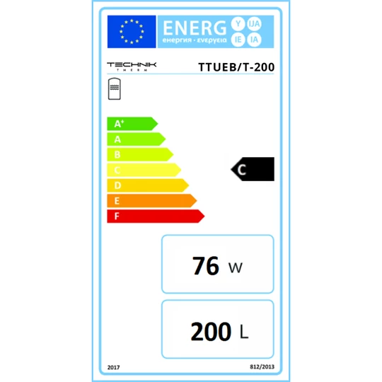 Technik Therm indirekt HMV tároló egy hőcserélővel T-200, 200 l, névleges térfogat 187 l,1,20m2,méret:61*133, 101kg