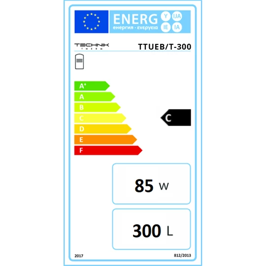 Technik Therm indirekt HMV tároló egy hőcserélővel T-300, 300 l, névleges térfogat 281 l,1,50m2,méret:67*158, 128kg
