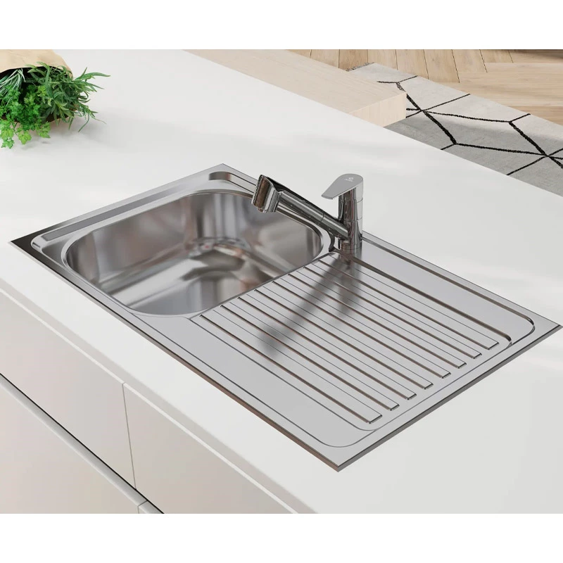 Mofém rozsdamentes acél mosogatótálca, 1 medence 1 csepptálca , Infinite 1B1D 860x500 mm csapfurat nélküli