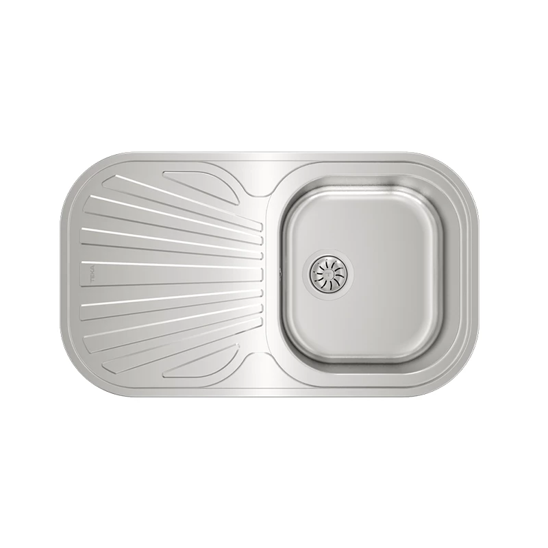 Teka rozsdamentes mosogatótálca, Stylo 1B 1D, inox, fényes, megfordítható, 3˝" lefolyócsomag
