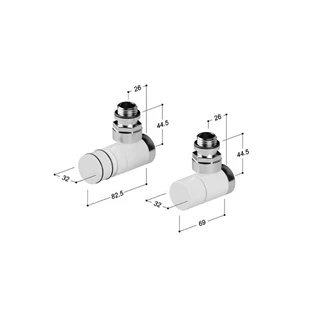 Tubes szeleppár zárószeleppel – 1/2" réz kónuszos hollandival, csatlakozások nélkül, RAL1036- gyöngy arany szín