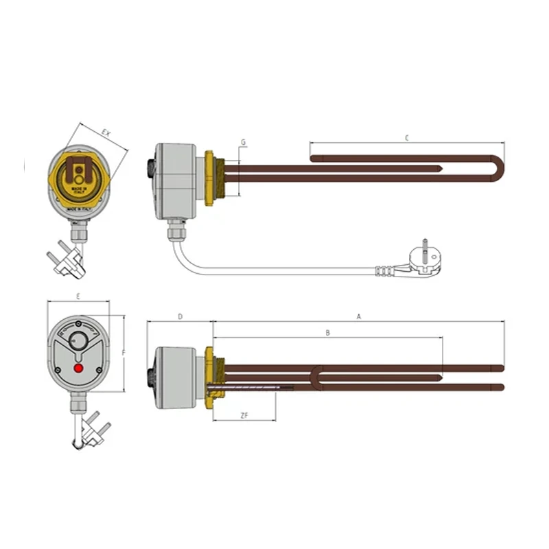 UNIVAL elektromos fűtőbetét termosztáttal 5/4" (galvanizált / 3 kW / 230V)
