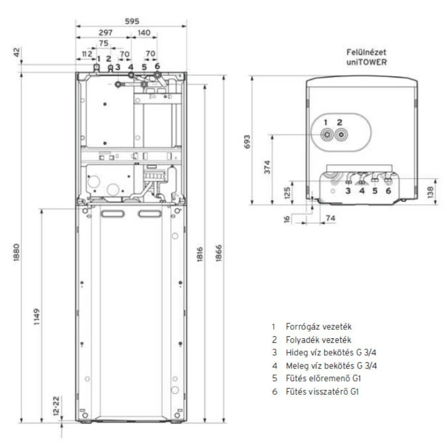 Vaillant uniTOWER Split VWL 128/5 IS kompakt beltéri egység 10 és 12 kW-os készülékhez split hőszivattyúhoz
