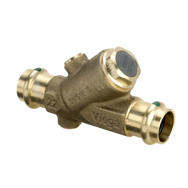 Viega Easytop visszacsapószelep, 22 mm, préselhető, SC-Contur, vörösöntvény, ürítődugóval