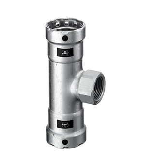 Viega Megapress T-idom, szűkített, belső menetes, 3/4" - 1/2" BM - 3/4", horganyzott acél