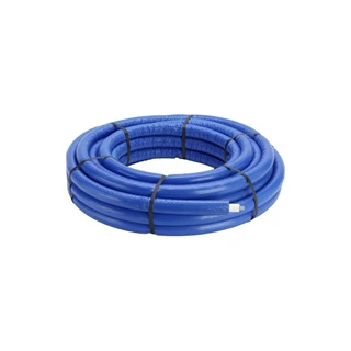 Viega Pexfit Pro-Smartpress ötrétegű cső, PE-Xc, 25 x 2,8 mm, fehér, kék 9 mm-es szigeteléssel, 25 fm/tekercs