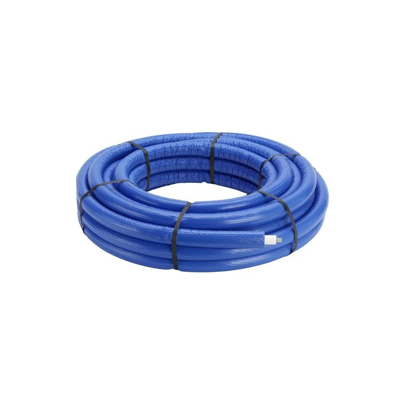 Viega Pexfit Pro-Smartpress ötrétegű cső, PE-Xc, 25 x 2,8 mm, fehér, kék 9 mm-es szigeteléssel, 25 fm/tekercs