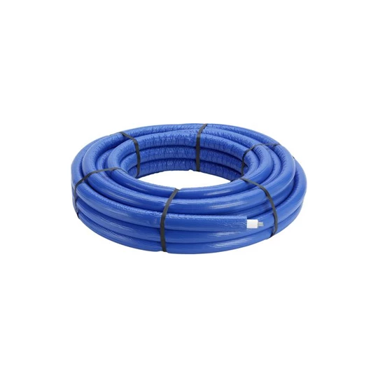 Viega Pexfit Pro-Smartpress ötrétegű cső, PE-Xc, 25 x 2,8 mm, fehér, kék 9 mm-es szigeteléssel, 25 fm/tekercs