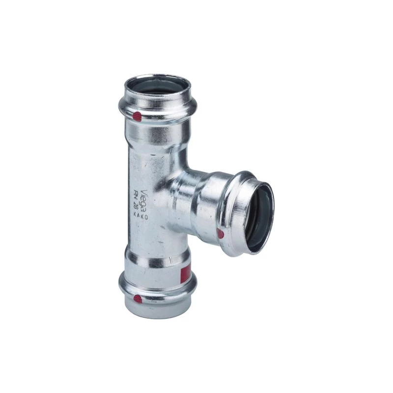 Viega Prestabo T-idom, szűkített, 42 - 22 - 42, préselhető, SC-Contur, acél, horganyzott