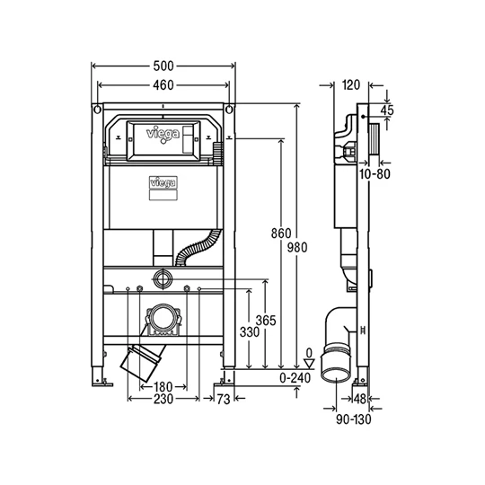 Viega Prevista Dry WC-elem 980 x 500 acél / antracit RAL 7016