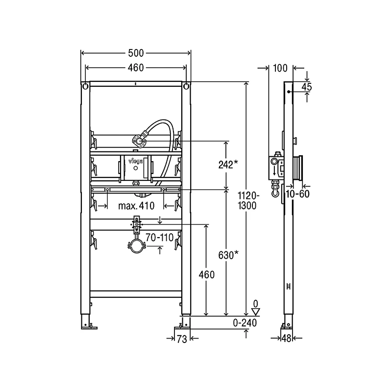 Viega , Prevista Dry pissoar elem 1171 x 500 acél / antracit RAL 7016
