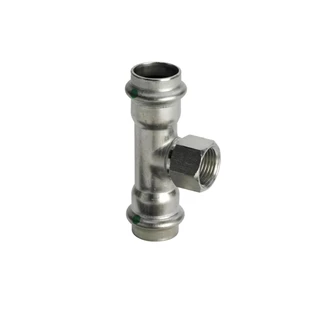 Viega Sanpress Inox T-idom, belső menetes, 54 x 1/2" x 54, préselhető, SC-Contur, rm. acél