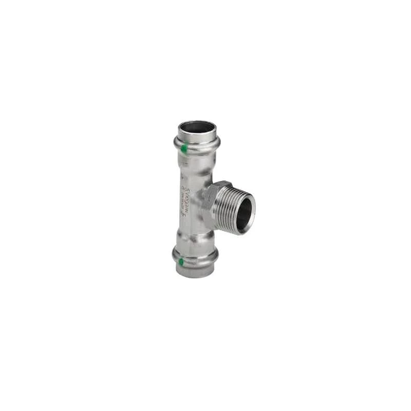 Viega Sanpress Inox T-idom, külső menetes, 54 x 3/4" x 54, préselhető, SC-Contur, rm. acél