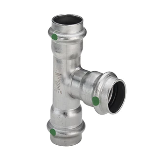Viega Sanpress Inox T-idom, szűkített, 18 x 15 x 15, préselhető, SC-Contur, rm. acél